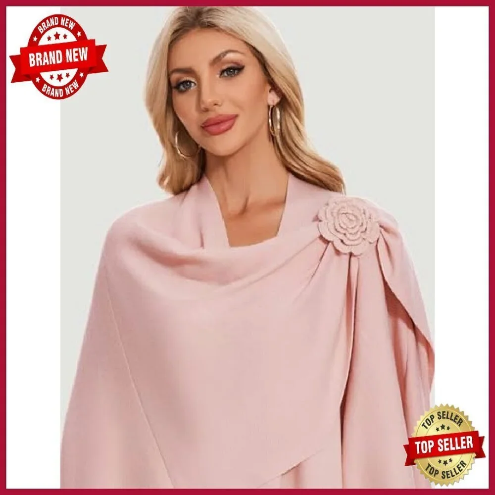 Elegant Cross Front Shawl Wrap Soft Poncho Cape Travel Accessory